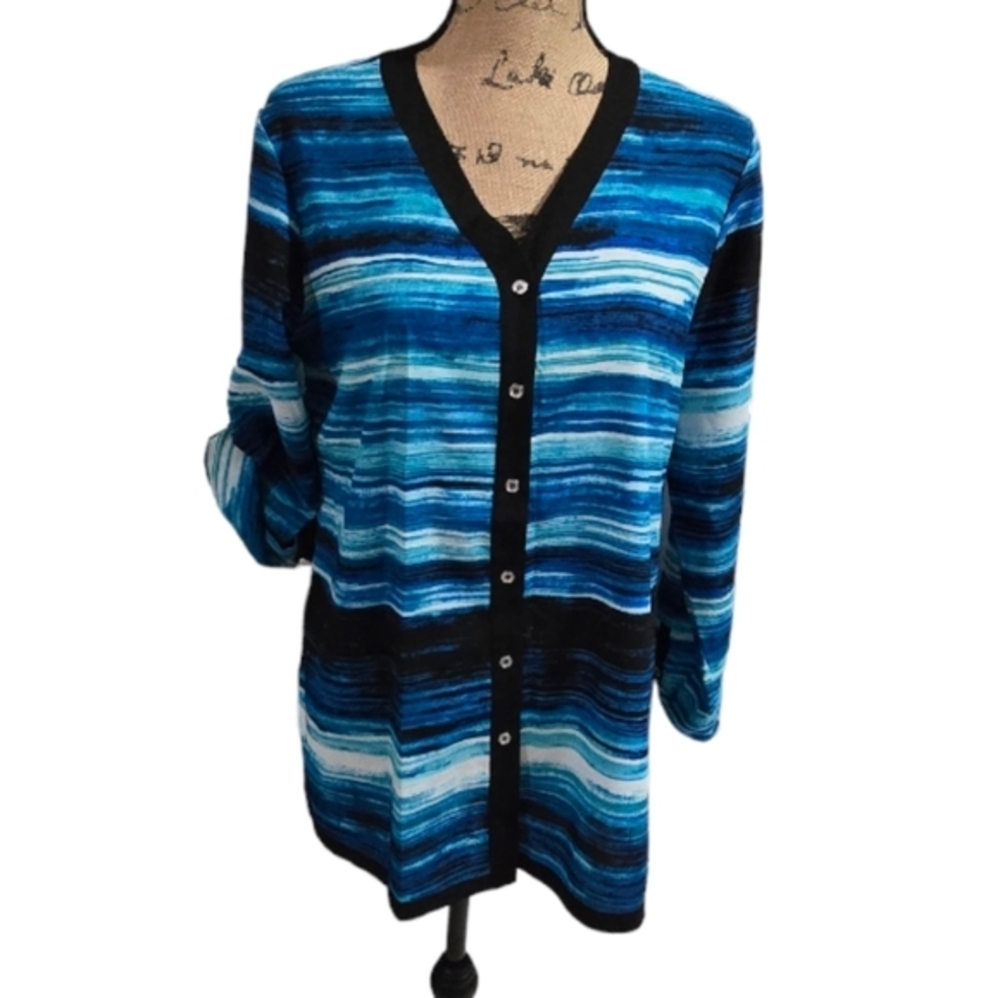 Calvin Klein Nautical Beach Button Down Tunic Size Medium
